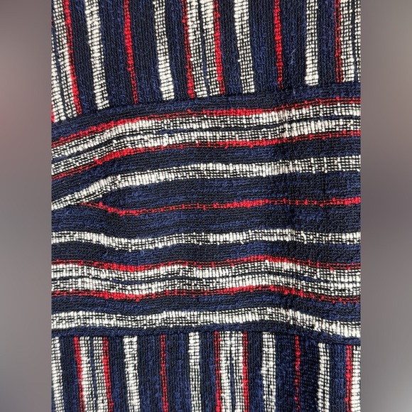 BCBGMaxazria Kathy‎ Striped Boucle Fringe Sweater Dress Size Medium - Picture 7 of 12